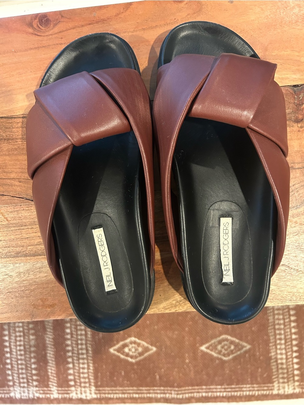Neil J Rodgers OBI SLIDE Italian Leather Brown Crossover Slide Mules - Picture 4 of 16